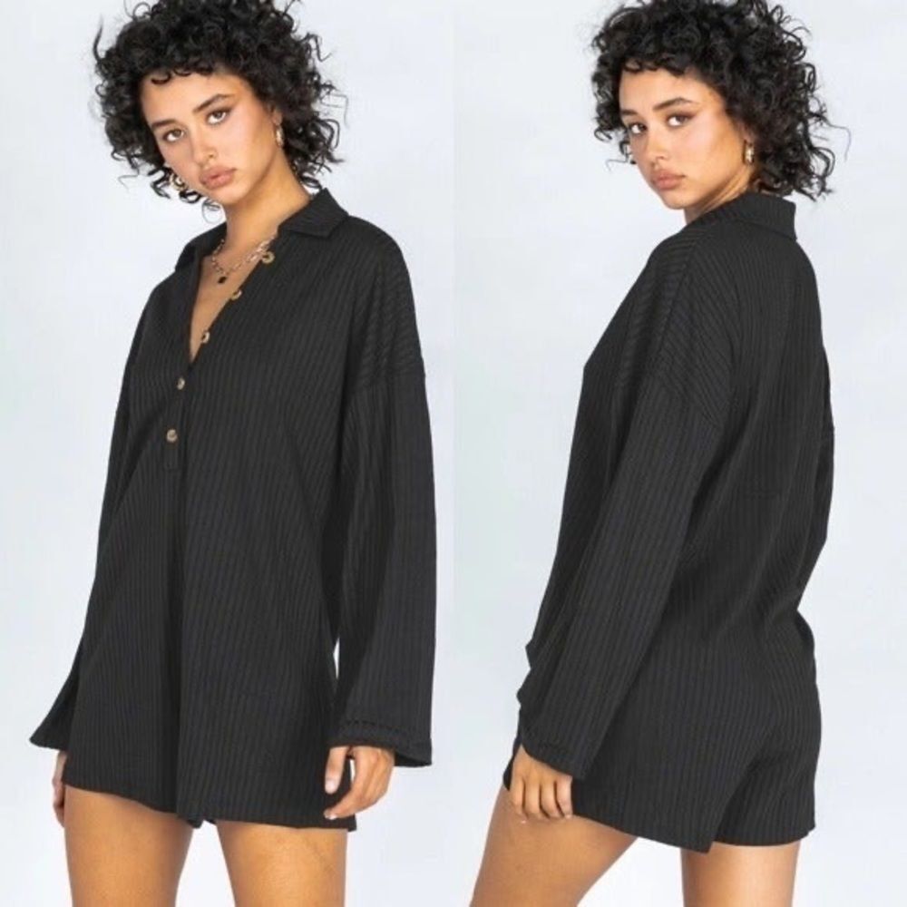 Princess Polly Mae ribbed long sleeve romper playsuit